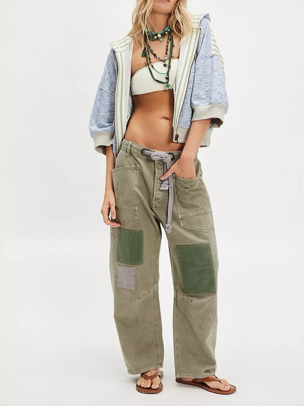 NWOT Free People We The Free Moxie Pull-On Barrel Jeans - Army Green - 25 - Picture 3 of 14